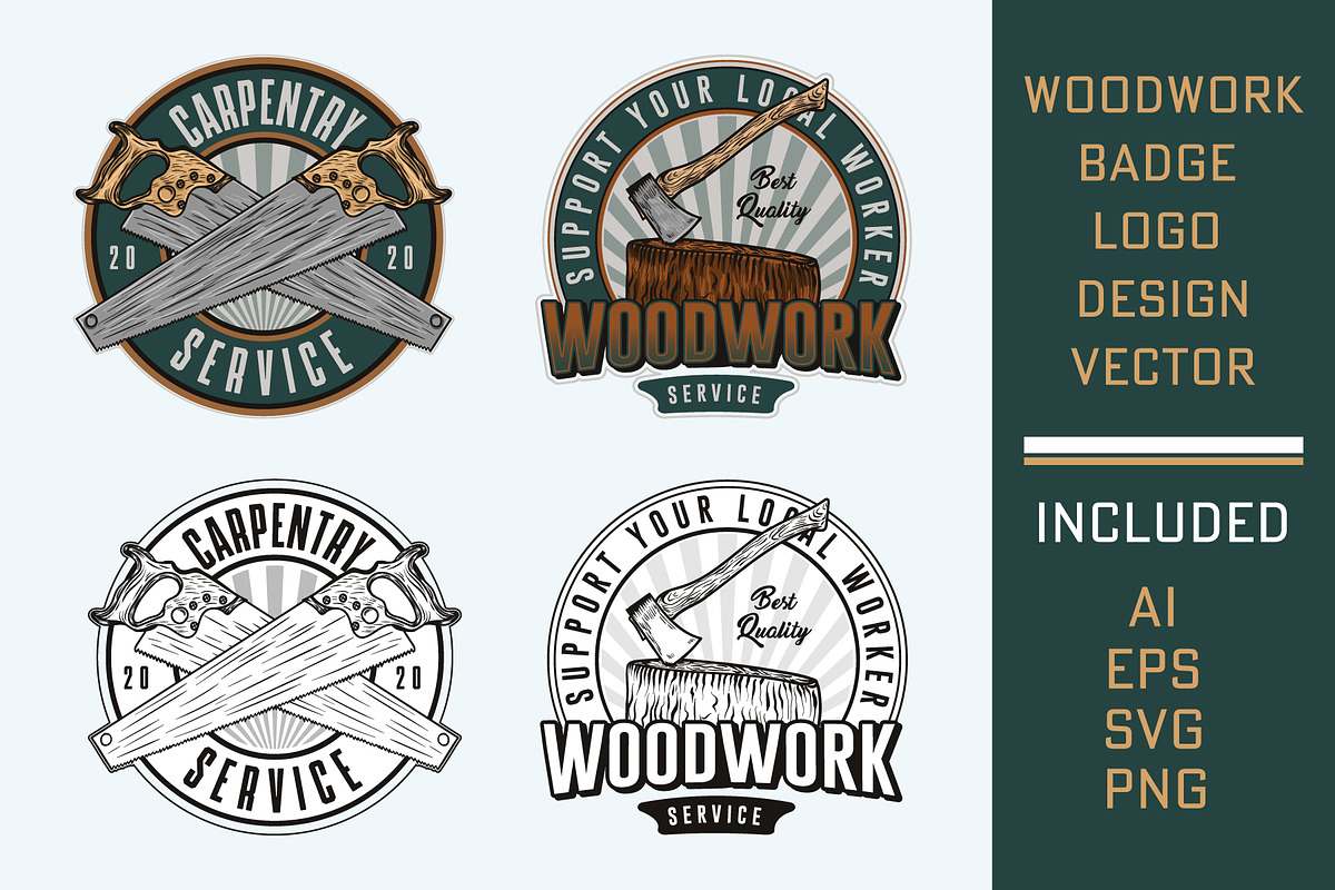 Emblems with Equipment for woodwork, a Branding & Logo Template by Billah Hub