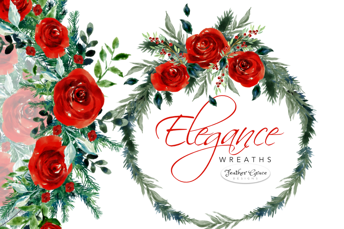 Watercolor Red Flowers - Christmas, an Illustration by Feather Grace Designs (Photo 1 of 12)