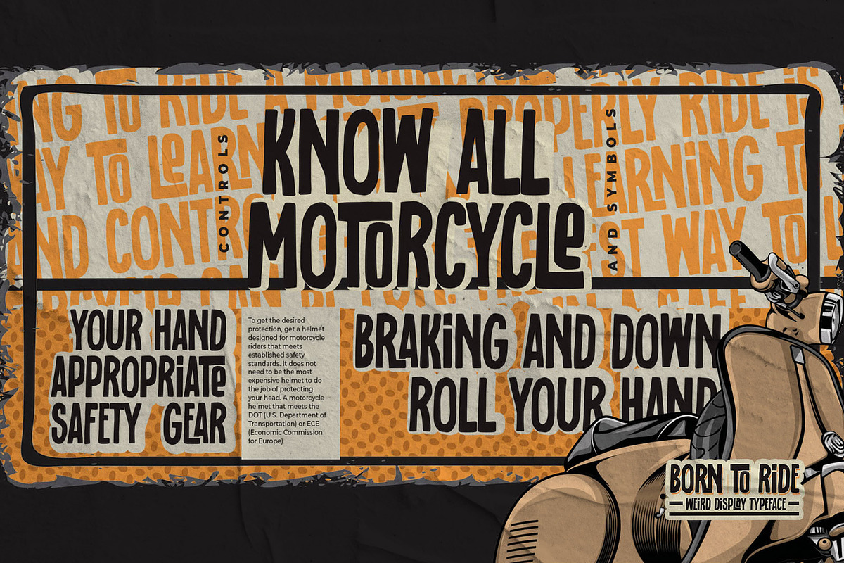 BORN TO RIDE- Weird Display Typeface, a Sans Serif Font by Gassstype (Photo 2 of 8)