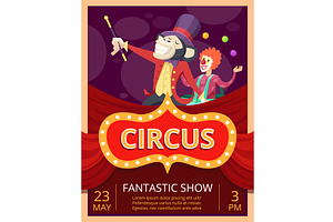 Circus poster. placard invitation at, an Object Illustration by Onyx