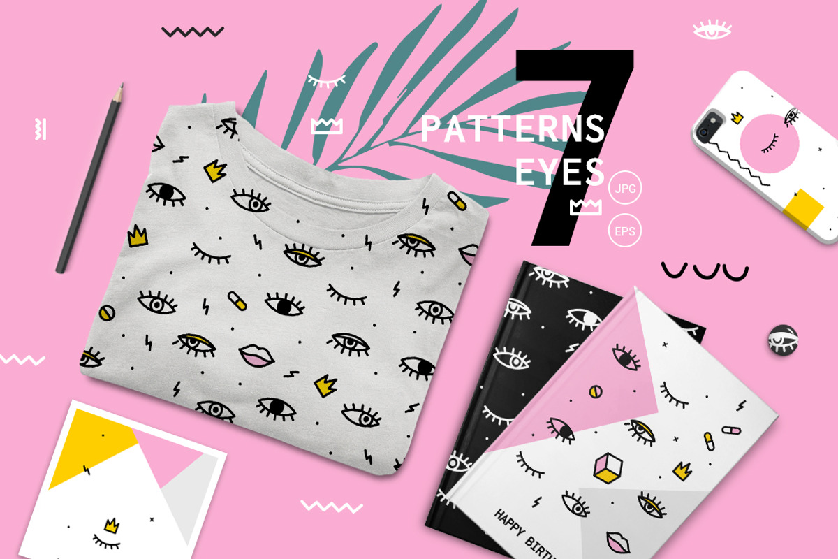 Pattern psychedelic eyes with lips, a Pattern Graphic by Fay_Francevna (Photo 1 of 4)