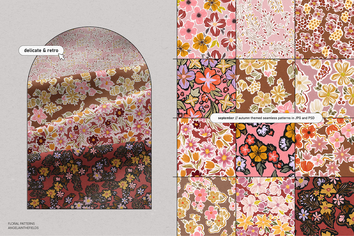 36 Autumn Floral Patterns, a Pattern Graphic by angelainthefields (Photo 3 of 7)
