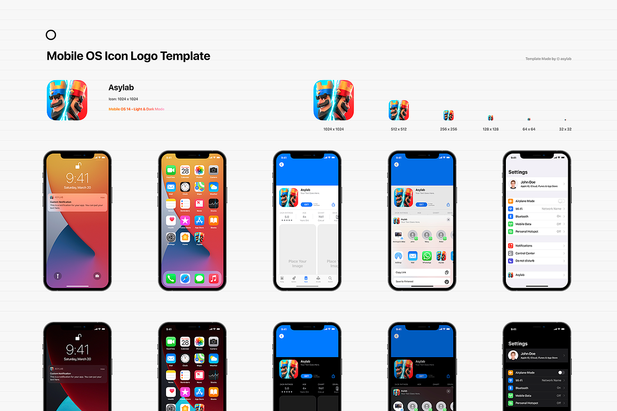 Mobile OS Icon Template Mockup - PSD, an iPhone Mockup by Asylab (Photo 14 of 34)