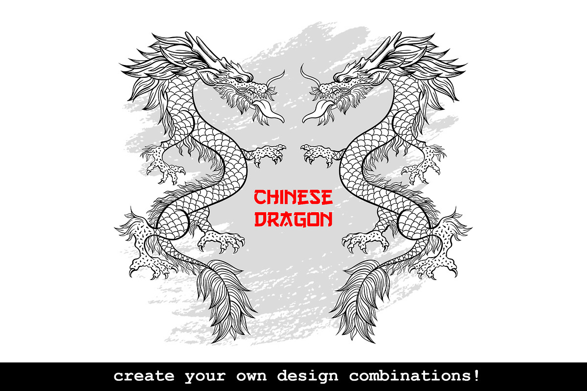 Chinese Dragon Vector Illustrations, a Background Graphic by ilonitta (Photo 8 of 14)