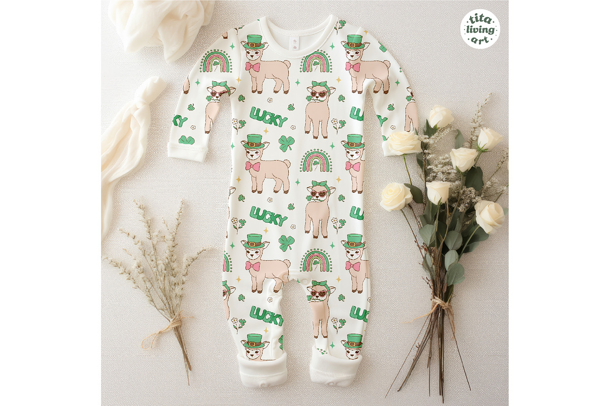 Lucky Lambs Seamless Pattern, a Seasonal Illustration by TitaLivingArt (Photo 7 of 13)
