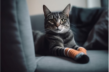 Cat relax at room sofa indoor, an Animal Photo by Ylivdesign