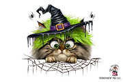 Witch Cat Clipart PNG Bundle, an Illustration by Clipart Bloom (Thumbnail 3 of 14)