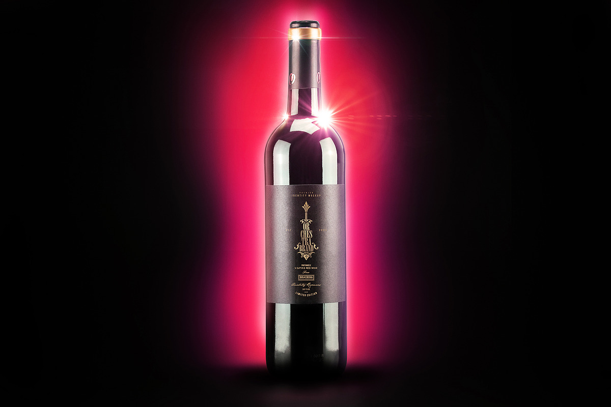 Red Wine Bottle Mockup N1955, a Product Mockup by BMACHINA Labs. (Photo 5 of 8)