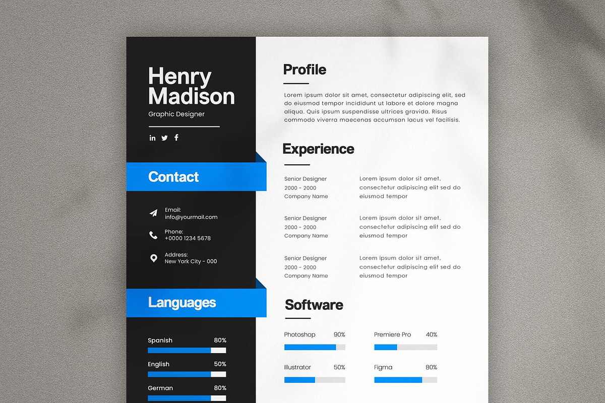 Modern Clean Resume CV, a Resume Template by Saman Osama (Photo 1 of 2)