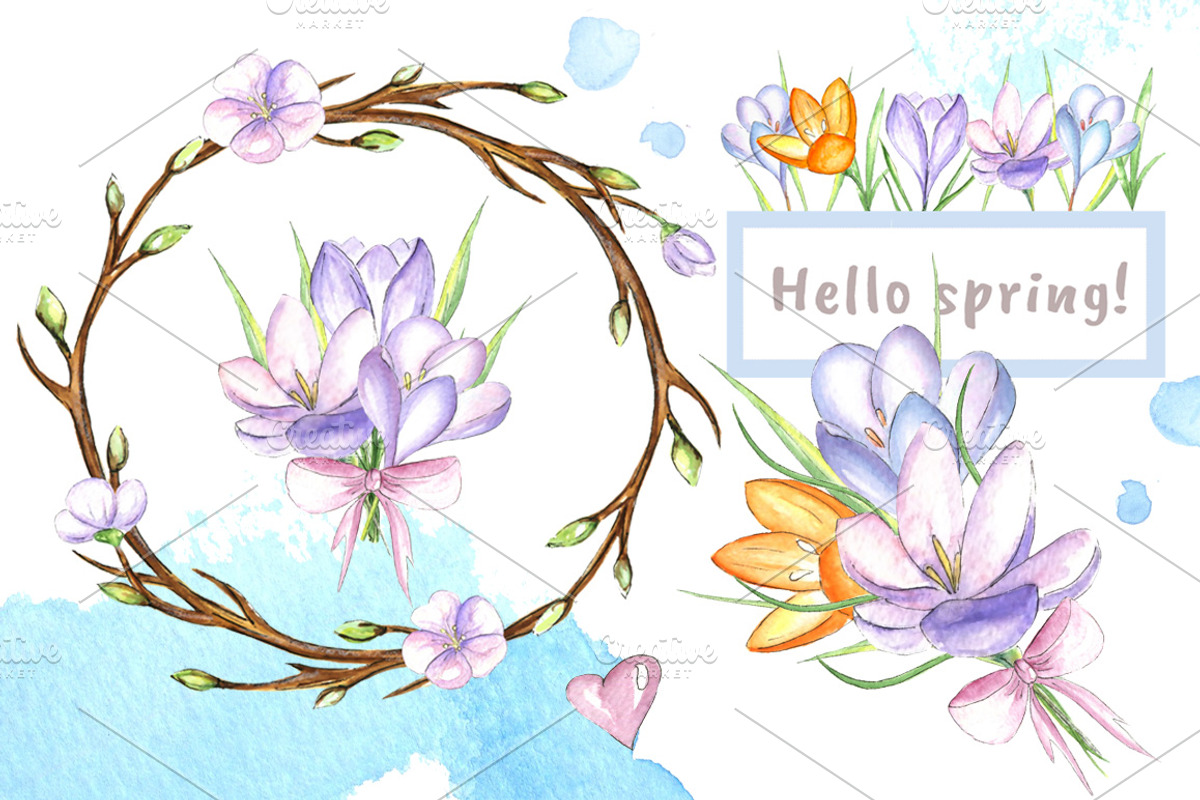 Happy Easter watercolor set, an Illustration by artdreamer (Photo 4 of 6)