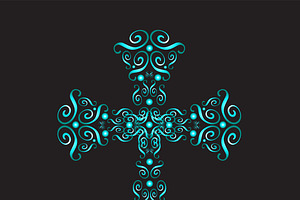 Ornament Cross Neon Color Vector