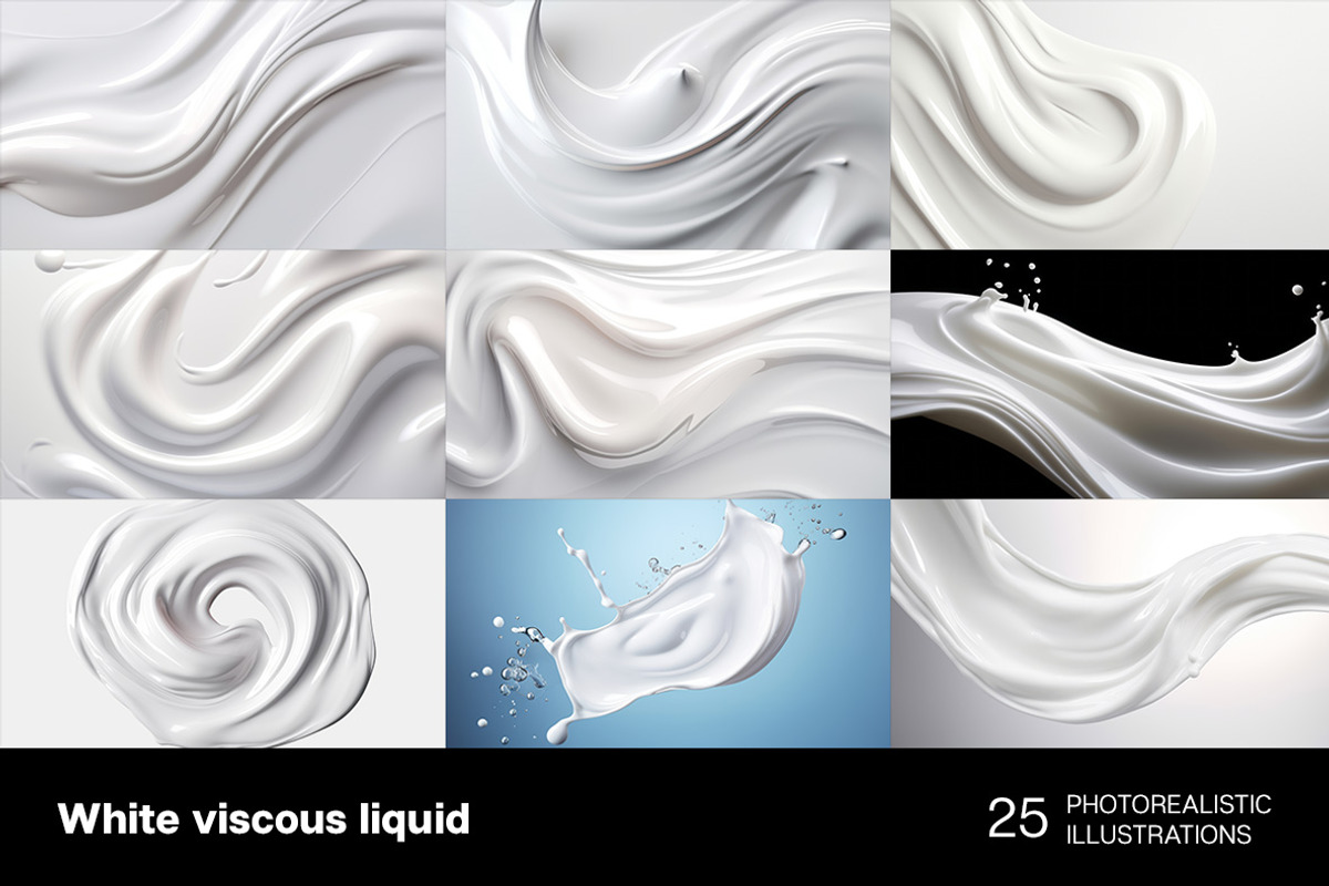 White viscous liquid. 25 images, an Object Illustration by Handmadefont (Photo 2 of 9)