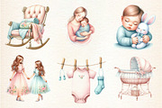 Pastel Mother's & Child Clipart, an Illustration by DreamArtGraphic (Thumbnail 2 of 4)