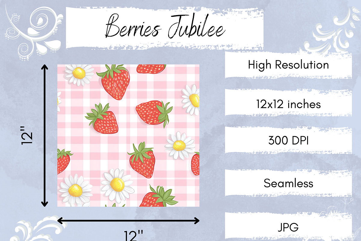 Berries with Flowers in Gingham, a Pattern Graphic by Paper & Pattern Studio (Photo 4 of 9)