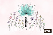 Boho Floral Mama T-shirt Design PNG, an Illustration by Creative Art (Thumbnail 1 of 3)