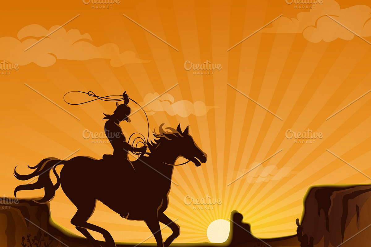 Wild West Landscape Poster, a Decorative Illustration by Alexander Belenkiy