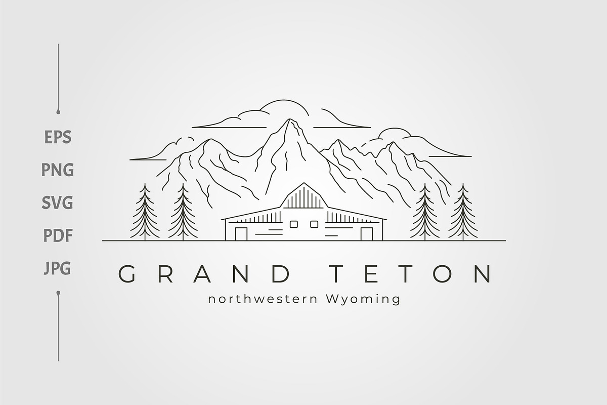vector of grand teton national park, a Branding & Logo Template by lawoel