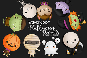 Watercolor Halloween Costume Clipart