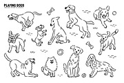 Playing Dogs Patterns & Elements, an Animal Illustration by monkik (Thumbnail 3 of 12)