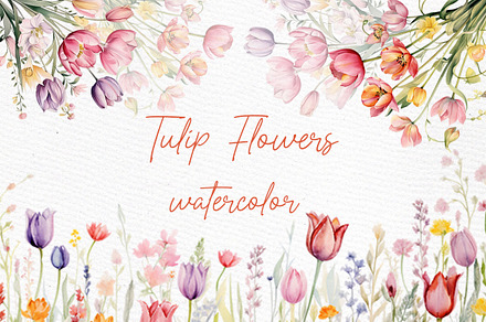 Watercolor Tulips clipart Tulip PNG, an Illustration by LeCoqDesign