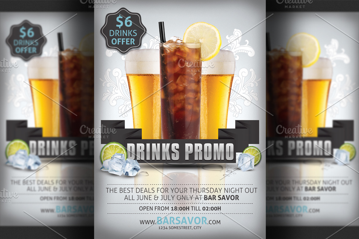 Drinks Promo Flyer Template, a Flyer Template by Hotpin