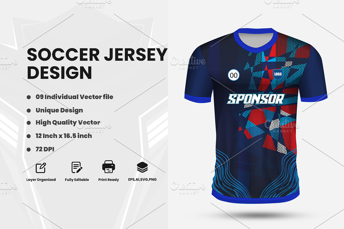 Soccer Jersey Design Template, a Sport Illustration by samsulpassive (Photo 1 of 3)