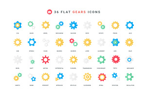 Gears wheels different color icons, an Object Illustration by Lemberg Vector