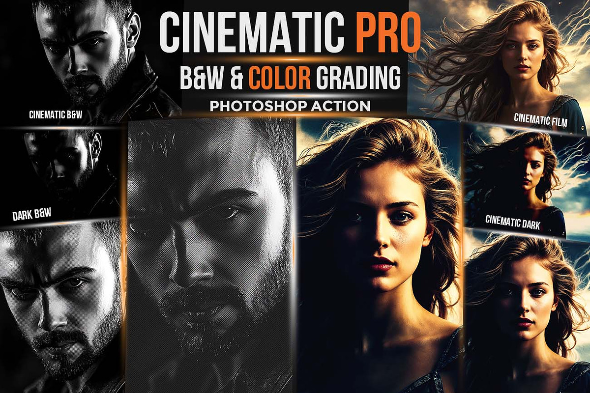 Cinematic Pro B&W & Color Grading, an Action Add-On by Studio Retouch (Photo 1 of 11)