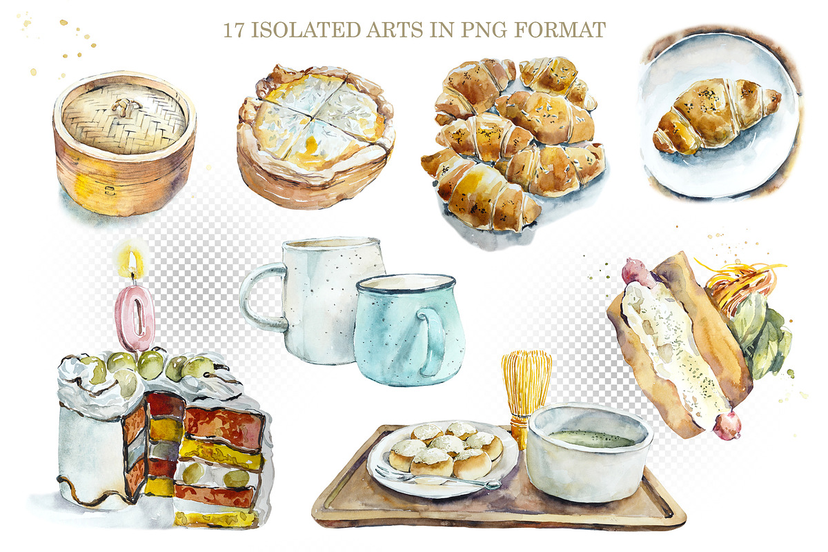 Watercolor Sketch. Homemade Food, a Food Illustration by Budogoshch (Photo 3 of 5)