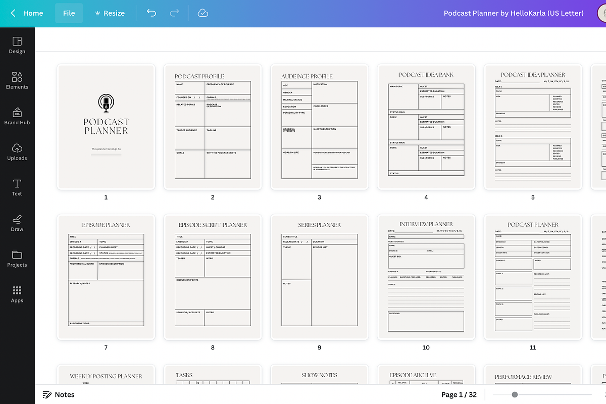 Podcast Planner Canva Template, a Presentation Template by HelloKarla (Photo 7 of 7)