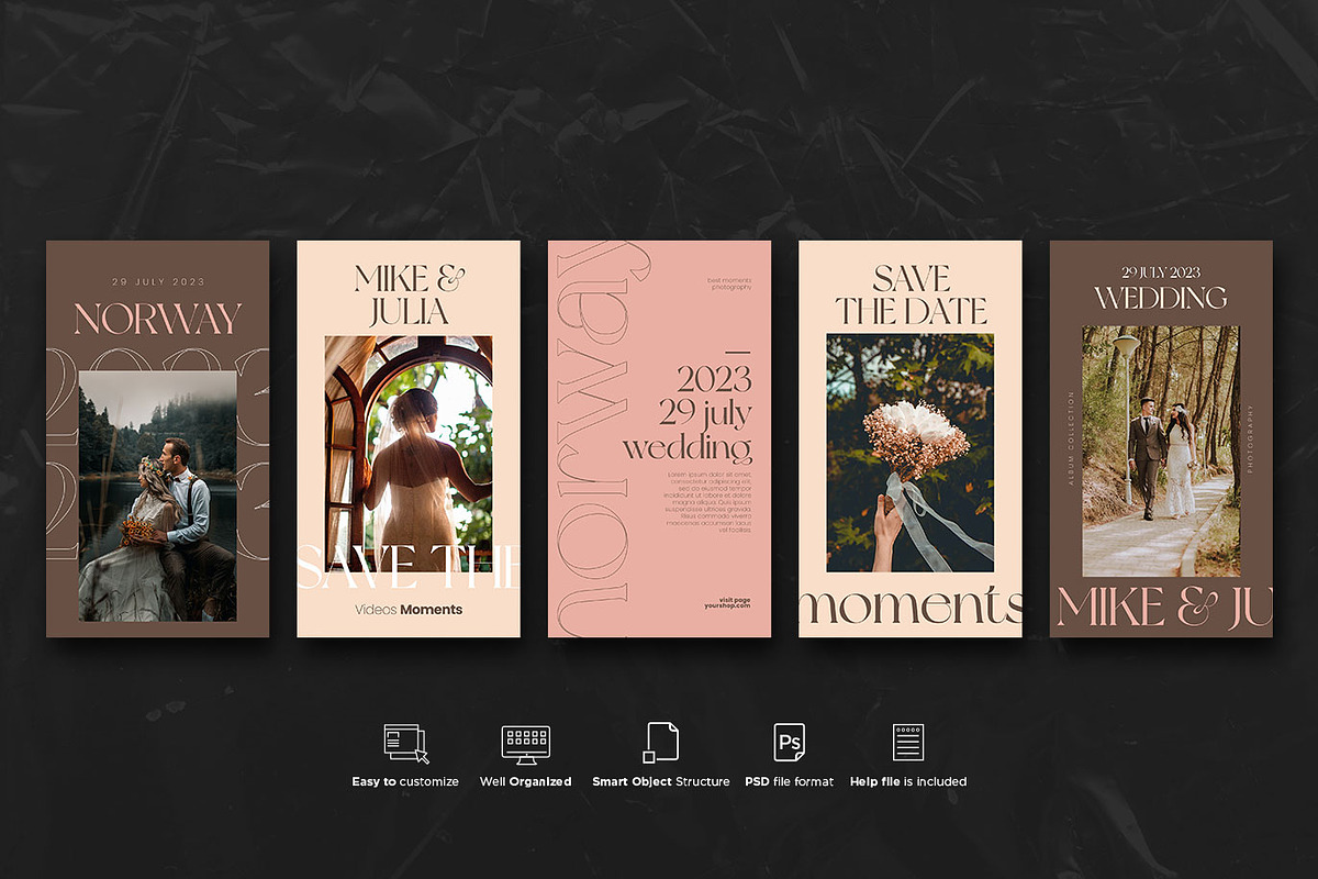 Wedding Social Stories PSD Templates, a Social Media Template by Giraffe Design Studio (Photo 9 of 21)