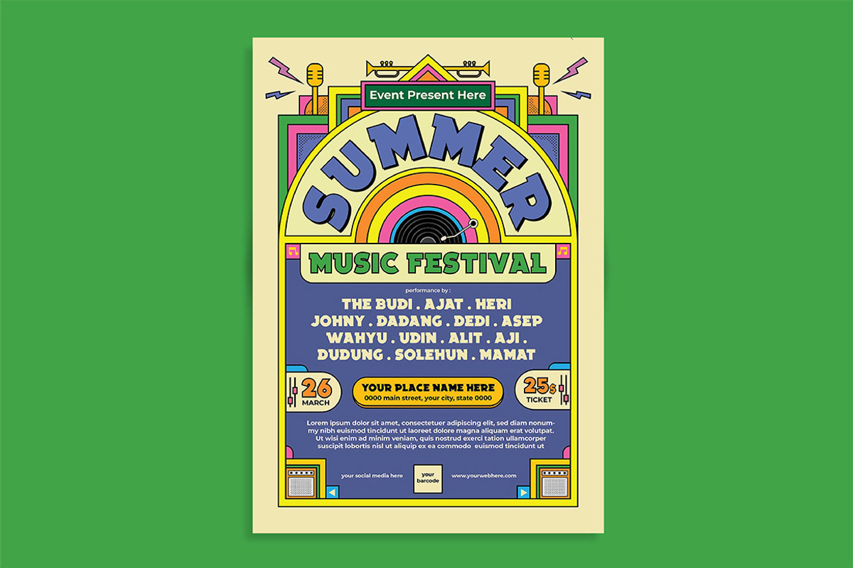 Summer Music Festival Flyer, a Flyer Template by megarez (Photo 1 of 3)