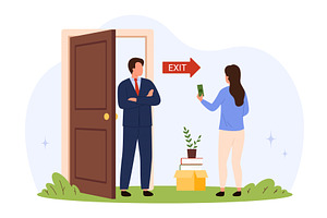 Dismissal & Exit Office design, a Person Illustration by Flashvector