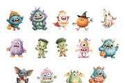 MONSTER Halloween watercolor clipart, an Object Illustration by Pattern + watercolor (Thumbnail 3 of 5)