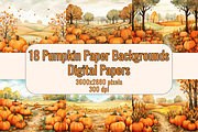 18 Watercolor Pumpkin Landscapes, a Seasonal Illustration by Dreamy Little Graphics (Thumbnail 1 of 5)