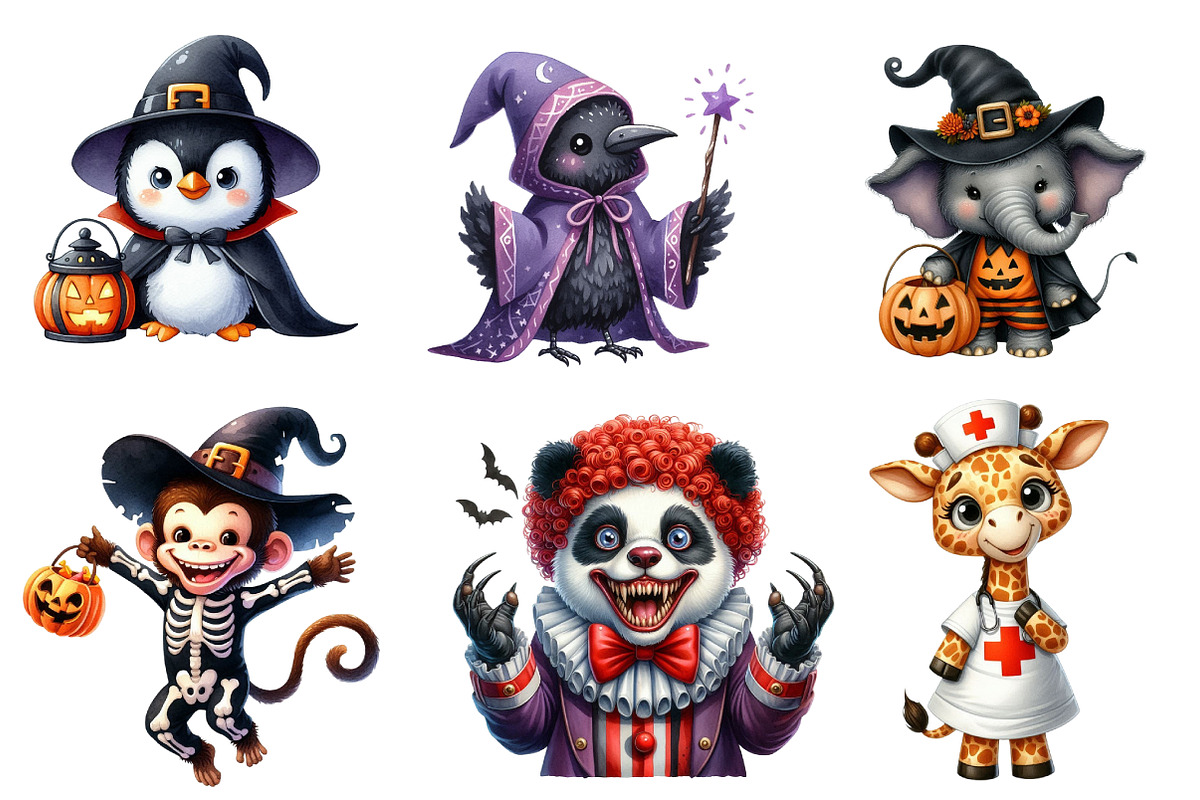 Funny Halloween Animal Clipart, an Illustration by CreationArt (Photo 2 of 5)