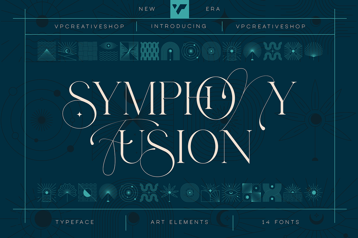 Symphony Fusion Creative Typeface, a Serif Font by VP Fonts (Photo 1 of 18)