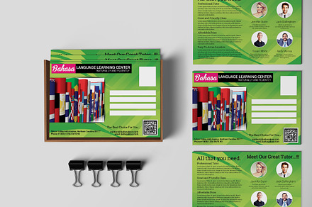 Language Center Promotion PostCard, a Card Template by Design Addict