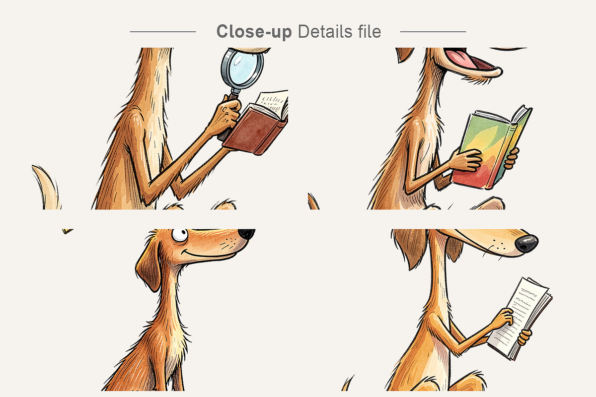 Bookworm Dog Sublimation PNG, an Animal Illustration by Artnoy (Photo 4 of 18)