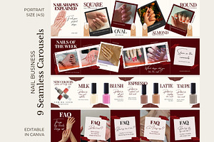 Nail Tech Instagram Carousels, a Social Media Template by Anna Design Studio