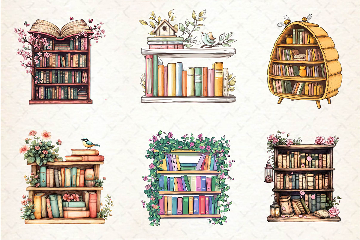 Spring Bookshelves Clipart, an Illustration by Dream Creation (Photo 3 of 6)
