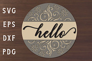 Hello Round Door Hanger SVG, a Graphic by Libby Wishes (Thumbnail 2 of 3)