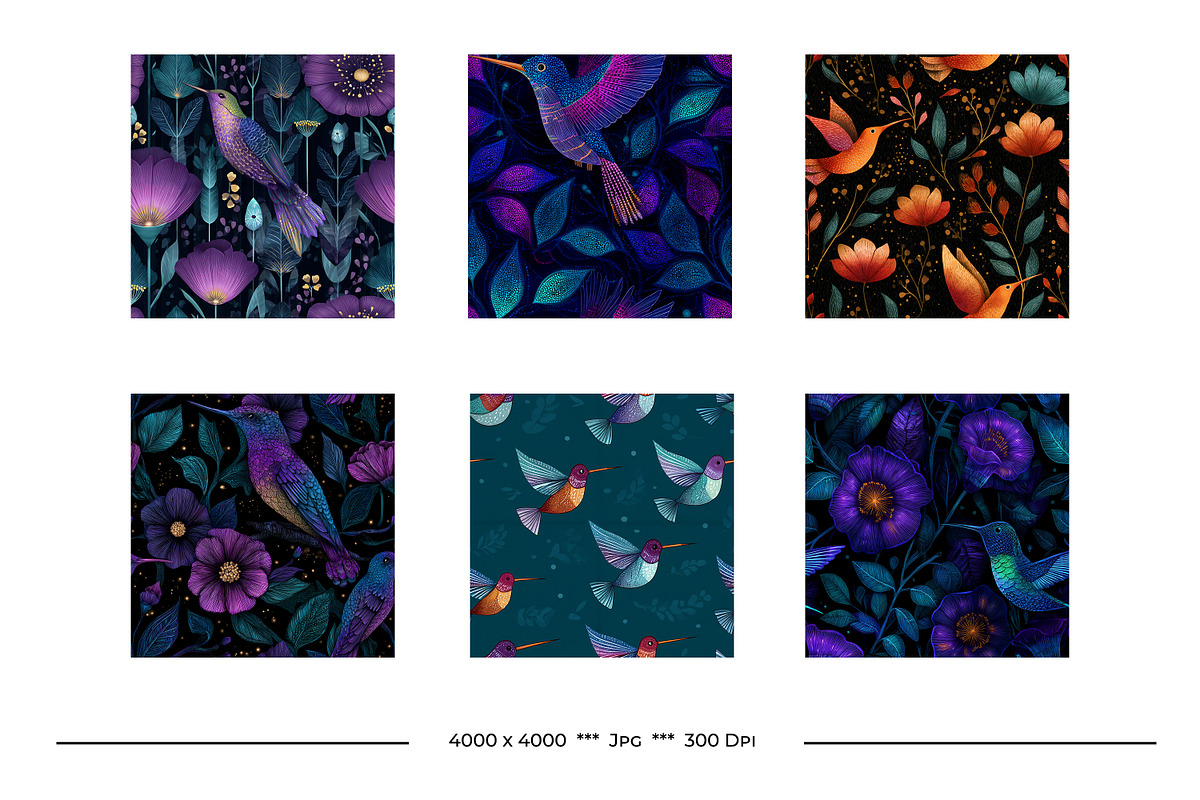 Hummingbird Retro Art Style Patterns, a Pattern Graphic by karenfoleyphoto (Photo 4 of 11)
