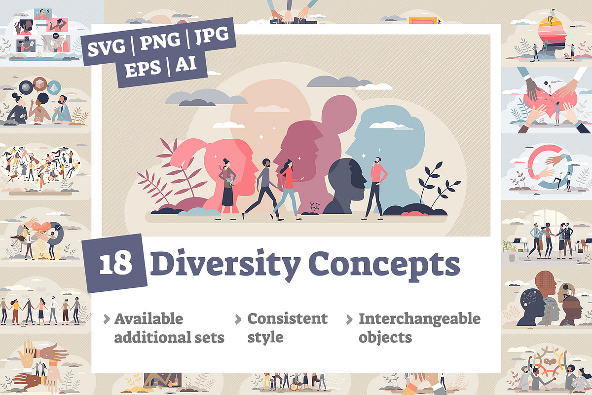 18 Diversity Concepts, a Person Illustration by VectorMine (Photo 1 of 8)