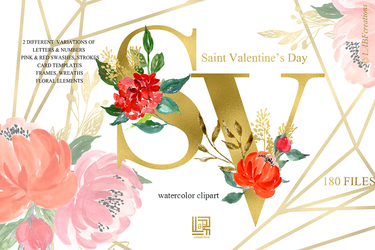 Saint Valentine's Day watercolor kit, a Texture Illustration by LABFcreations (Photo 9 of 13)
