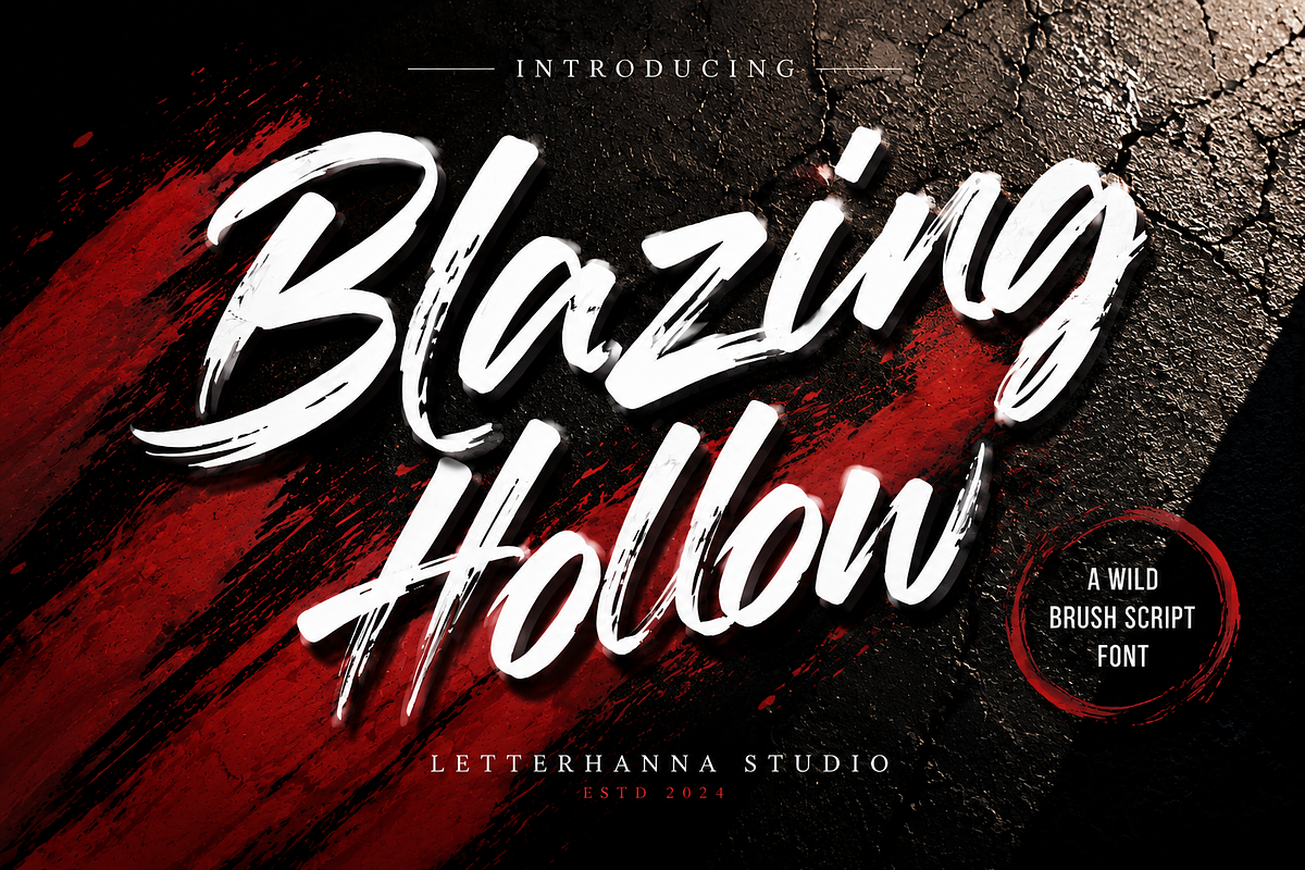Blazing Hollow Bold Brush Script, a Script Font by Letterhanna Studio (Photo 1 of 9)