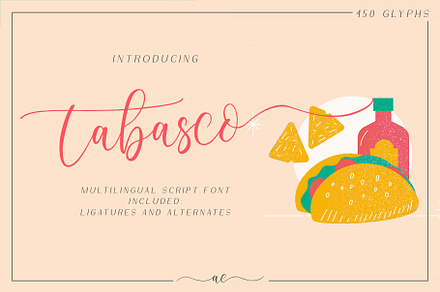 Tabasco, a Handwritten Font by Alexander Tiunov