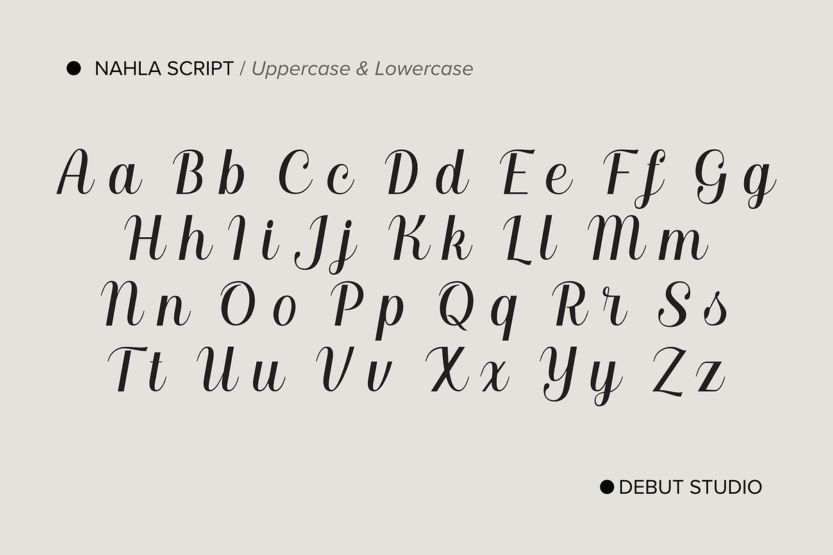 Nahla Script Regular, a Script Font by Debut Studio (Photo 3 of 16)