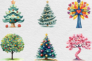 Cute Doodle Christmas Tree Clipart, an Illustration by Black Bird Studio (Thumbnail 3 of 6)