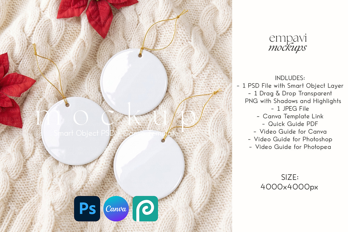 Ceramic Ornament Mockup Set of 3, a Household Mockup by EmpaviMockups (Photo 1 of 5)